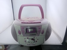 Hello Kitty Portable Pink/White AM/FM Boombox CD Player and Cassette BOTH WORK