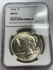 1934 Peace Silver Dollar MS62 NGC