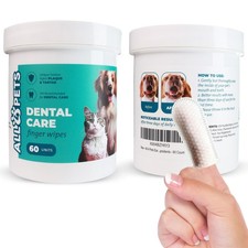 Dog Dental Wipes   60 Count Natural Pet Dental Finger Wipes for Dogs, Cats   ...