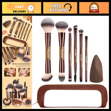 6Pcs Double Ended Makeup Brush Set with Sponge  Travel Bag - Beauty Tools