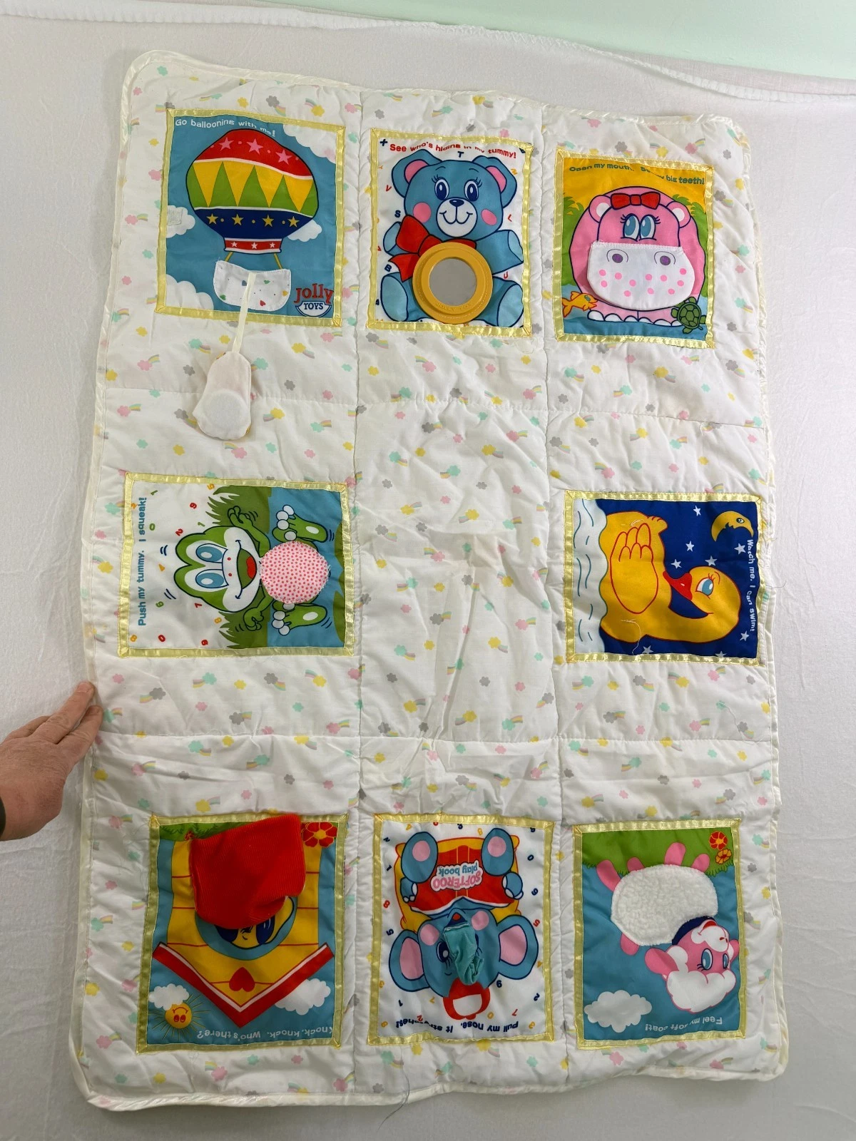 JOLLY ACTIVITY MAT baby sensory play quilt blanket 39x27 mirror crinkle