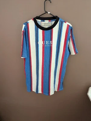 Guess Originals Shirt Mens Small Multicolour Stripe Los Angeles Tee T-Shirt - Image 1 of 4