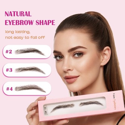 Handmade Human Hair False Eyebrows for Women  Lace Base Eyebrows Natural Makeup