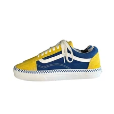 Vans Old Skool Low Checkered Sneakers Size M7 W9.5 Yellow Blue