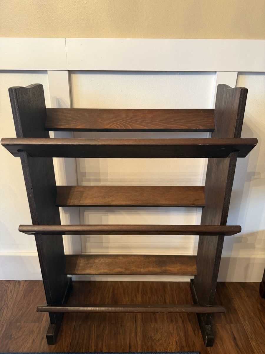 非売品　ヴィンテージ　収納ラック　棚　FUJI VHS ビデオテープ　１００本 Vintage Wood VHS Tape Storage Rack Bookshelf Media Organizer Shelf