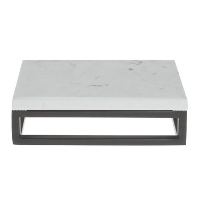 HUBERT  Black Display Riser with Marble Top - 3 1/5''H
