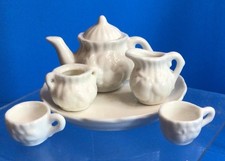 Vintage Miniature Porcelain White Tea Set 7 Pieces