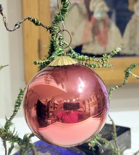 Vergo French Kugel Christmas Red 1920s Heavy Glass Ornament Brass Cap . 3.00"