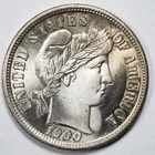 1900-S Almost Uncirculated (AU) Barber Silver Dime San Francisco Mint - Cleaned