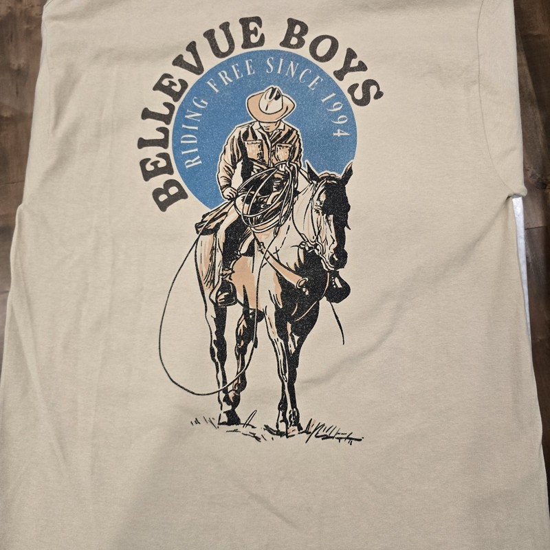 BELLEVUE BOYS T Shirt Graphic Tee Cowboy Wild West Cotton Made In Mexico