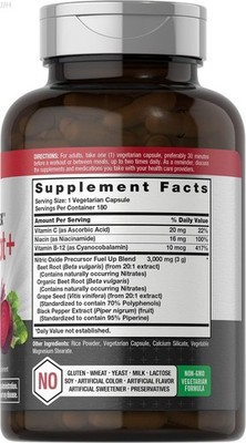 Horbaach Nitric Oxide Beet Root Capsules with Nitrates and Precursor 180 Count