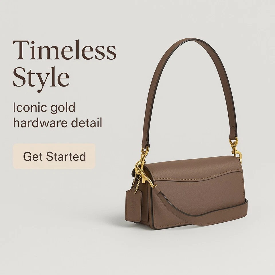 Coach CY201 Tabby Shoulder Bag 20 Brass/Dark Stone Leather Handbag 2WAY - Image 3 of 4