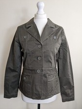 Marvin Richards New York Military Green Jacket Long Sleeve Large Pockets Womens