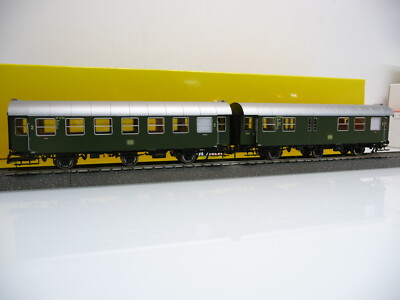 BRAWA 46308 H0 2er Set Personenwagen B3yge/BPw3yge Umbauwagen DB Ep III grün 
