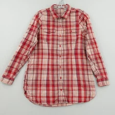 Toad&Co Flannel Shirt Womens Small Red Plaid Long Sleeve Organic Cotton Pockets