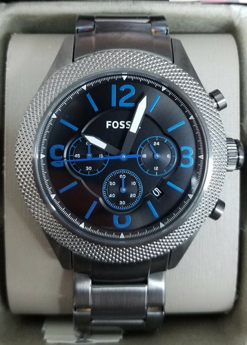 Fossil Men's Black Dial Gunmetal Tone 