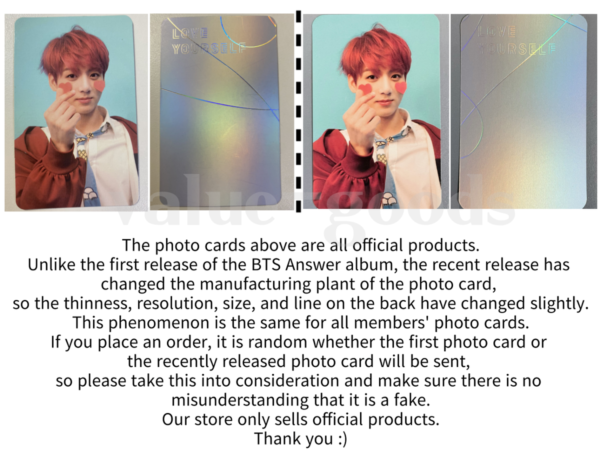 BTS V taehyung Love Yourself Answer F version Official Photocard