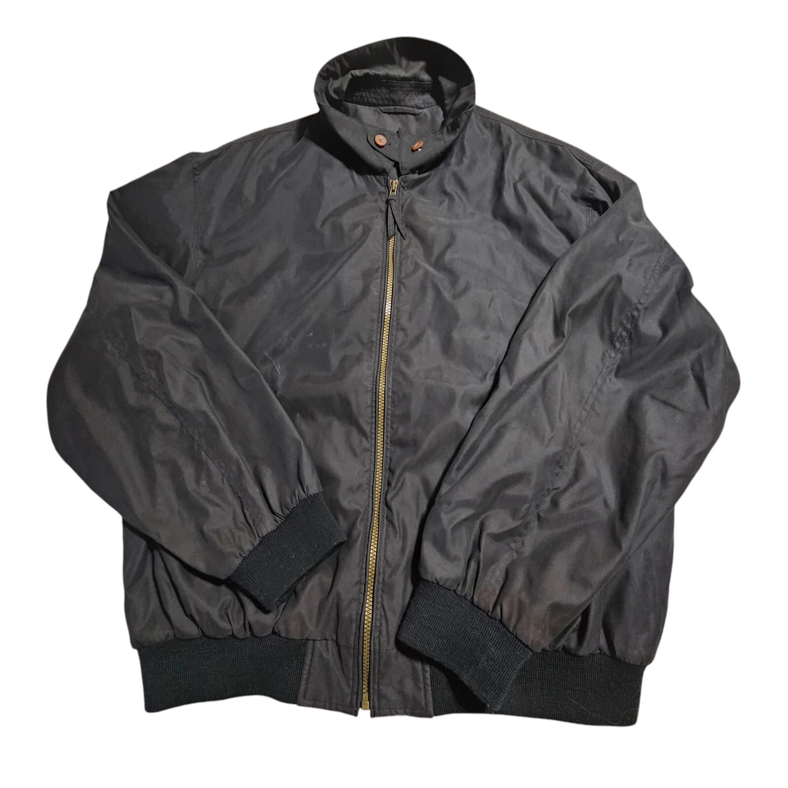 Weathercast Microfibre Men's Size Large Jacket Full Zip Button Up Collar Black
