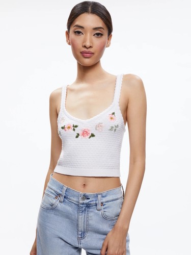 ALICE + OLIVIA BRIGIDA EMBROIDERED TANK SIZE S NWT - Picture 4 of 8