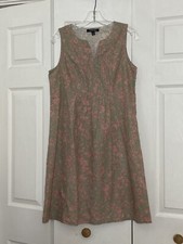 Chadwicks of Boston Size Small Sleeveless Linen Blend Dress Green Pink Floral S