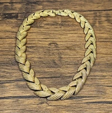 Vintage - 17" Napier Gold Tone Choker Necklace, Heavy Thick Metal