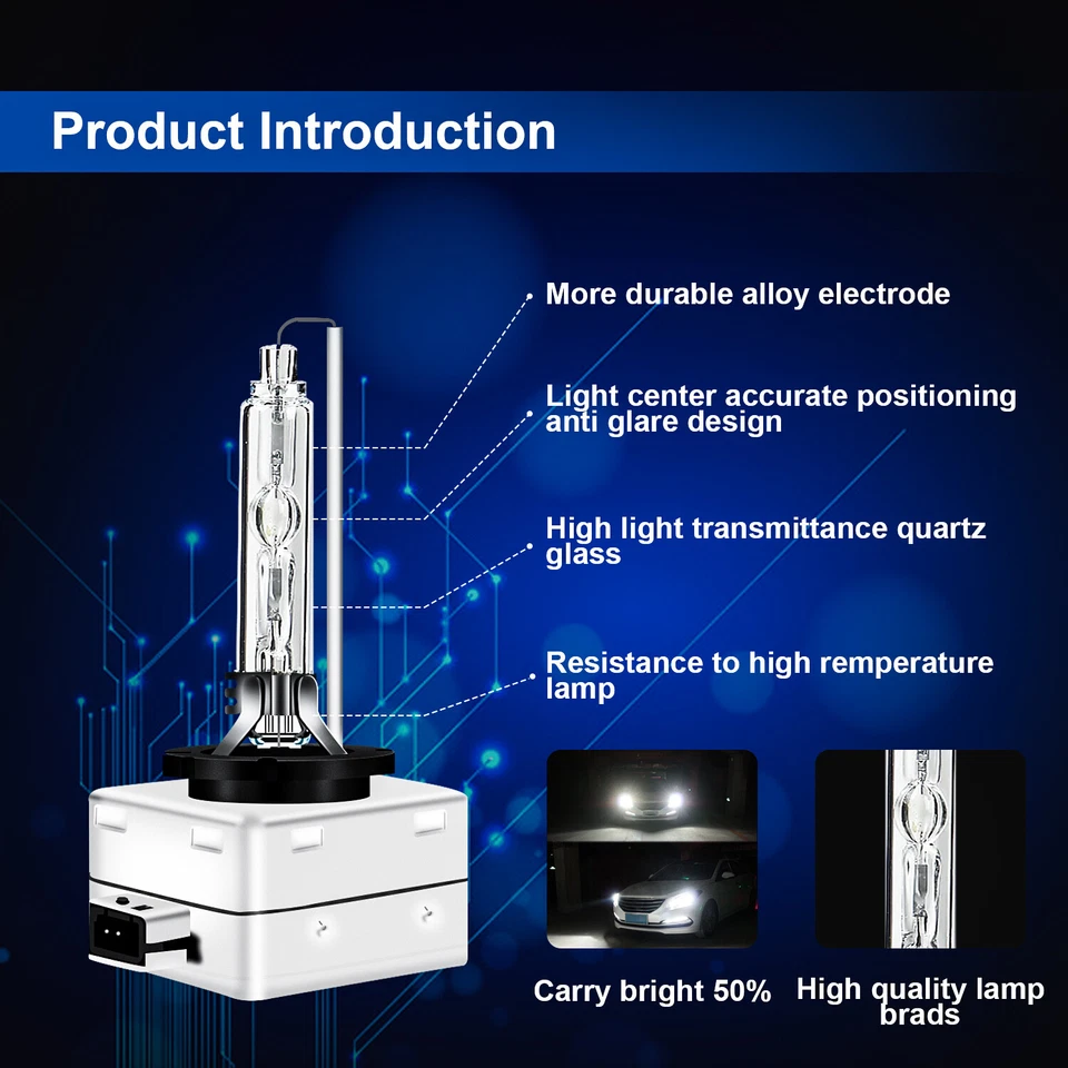 2x Front Stock HID Headlight Bulbs for Cadillac Escalade 2007-2014 High-Low Beam - Image 3 of 4