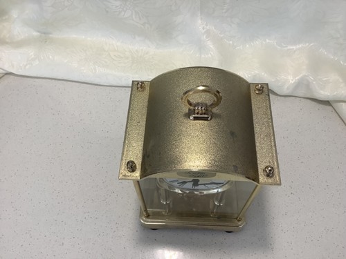 JAMES & HUNTINGTON QUARTZ TEMPUS FUGILE GOLD COLOURED MANTLE CLOCK - Bild 10 von 11