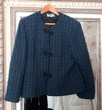 Vtg Givenchy En Plus Ladies Blue Mix Wool Mohair Jacket Chest 40" W. Germany