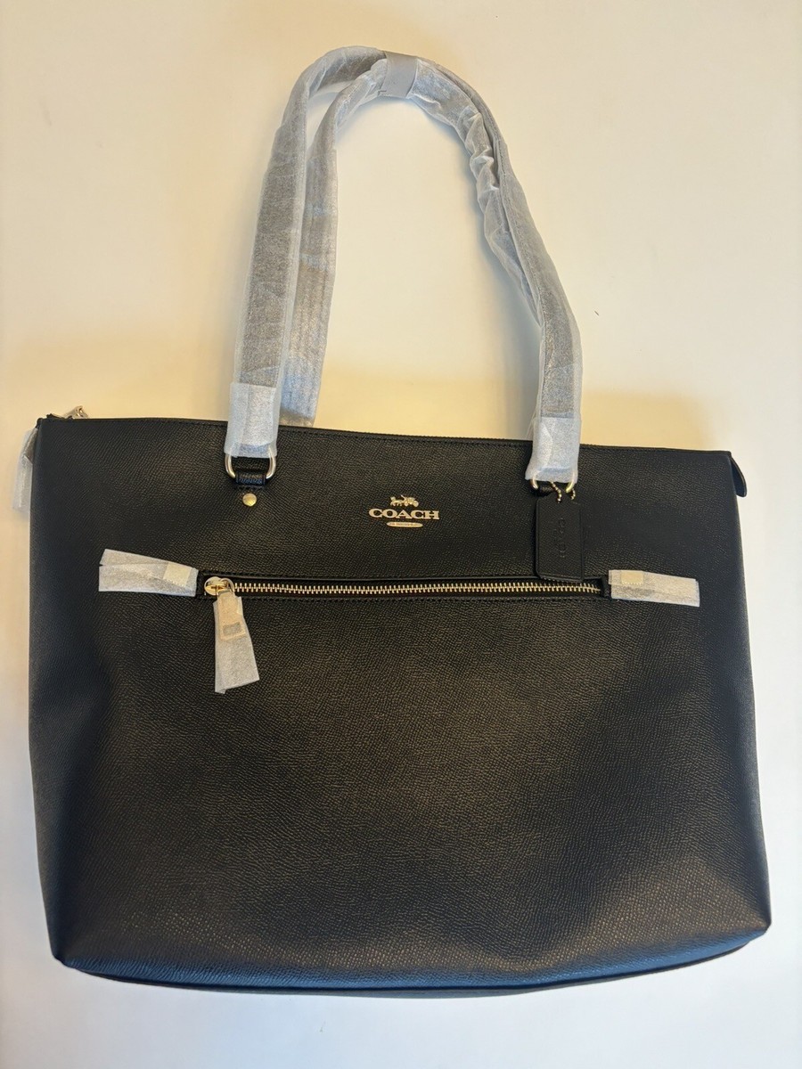 NWT Coach Crossgrain Leather Gallery Tote F79608 Black/Gold | eBay