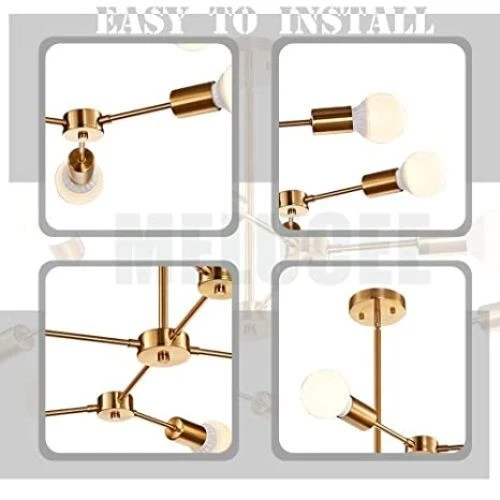 E 26 Brass Antique Chandelier Ceiling Light with 8 Light Holder Unique Design - Image 3 of 4