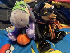 Disney Winnie the Pooh Halloween Black Cat Eeyore 7" Plush Beanie Lot 2003