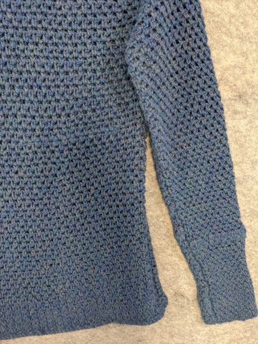 Crochet Sweater Womens Large Blue Turtleneck Chunky Knit Pullover Long Sleeve - Bild 8 von 9
