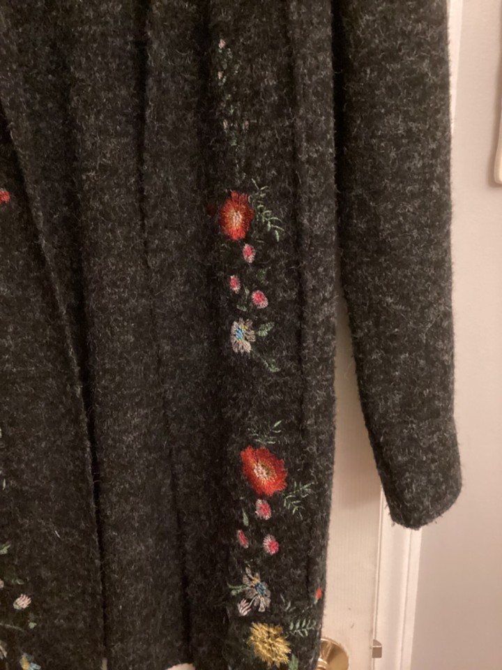 Kamana Jacket Sweater Open Collar Floral Embroidered Size 2X eBay