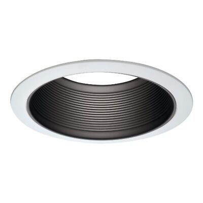 HALO E26 Series 6in Black Recessed Ceiling Light Tapered Baffle Self Flanged Whi