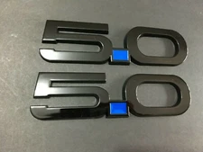 2015-2022 NEW GLOSS BLACK & BLUE 5.0L 5.0 FENDER BADGE 50 EMBLEM - 2 PCS