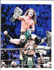 AEW STARS JUNGLE BOY & luchasaurus SIGNED 8X10 TAG TEAM CHAMPIONS PHOTO + JSA