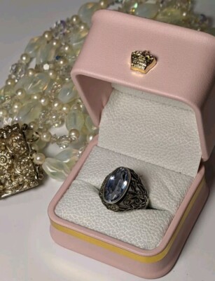 Soviet Women's Ring, With Light Blue Stone, Silver 875, Size 8