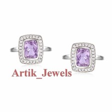 Natürlicher Amethyst Edelstein mit 14K Weiss Gold versilbert