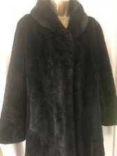Biba Size 14 Black Portobello Faux Fur Coat
