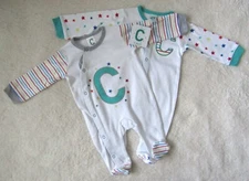2 Pack Unisex Babygrow/Sleepsuit Initial C Stars & Stripes Age 3-6 Months BNWL 
