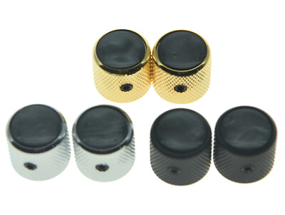 KAISH 2x Tele Telecaster Black Pearl Top Guitar Dome Knobs Set Screw Bass Knob