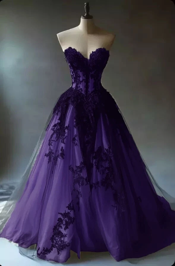 Gothic Wedding Dresses Black Lace Sweetheart Off Shoulder A Line Bridal Gowns - Image 2 of 4