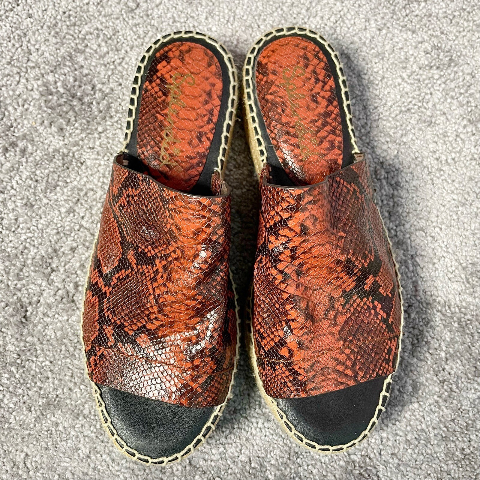 APL Splendido sandalo donna Thaddeus espadrillas slide taglia 8 stampa pelle di serpente