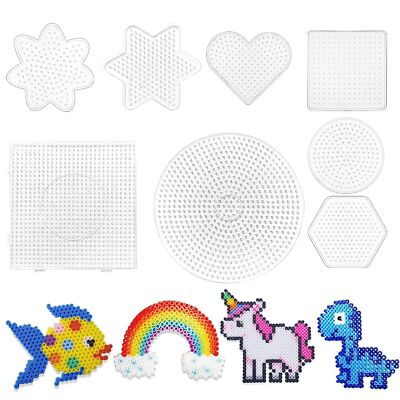 	8 Stück Bügelperlen Platten Set 5mm Vorlagen Bügelperlen Schablonen Transpar...