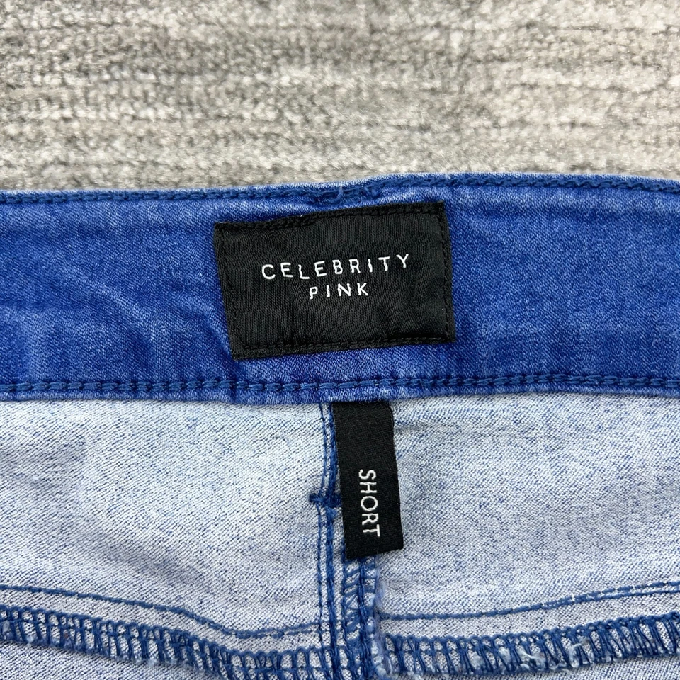 Celebrity Pink Shorts Sz 11/30 Womens Cut Off Button Fly Medium Wash Blue Denim - Image 3 of 4