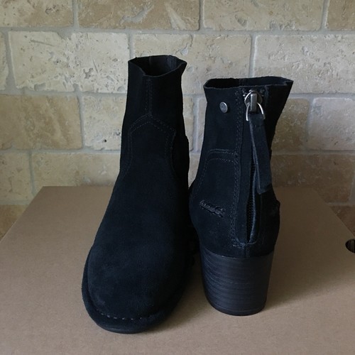 UGG Bandara Black Suede Stacked Heel 
