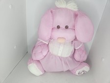 Vintage 12" Fisher Price 1986 Puffalump Pink Puppy Dog w/ Romper Outfit  8003
