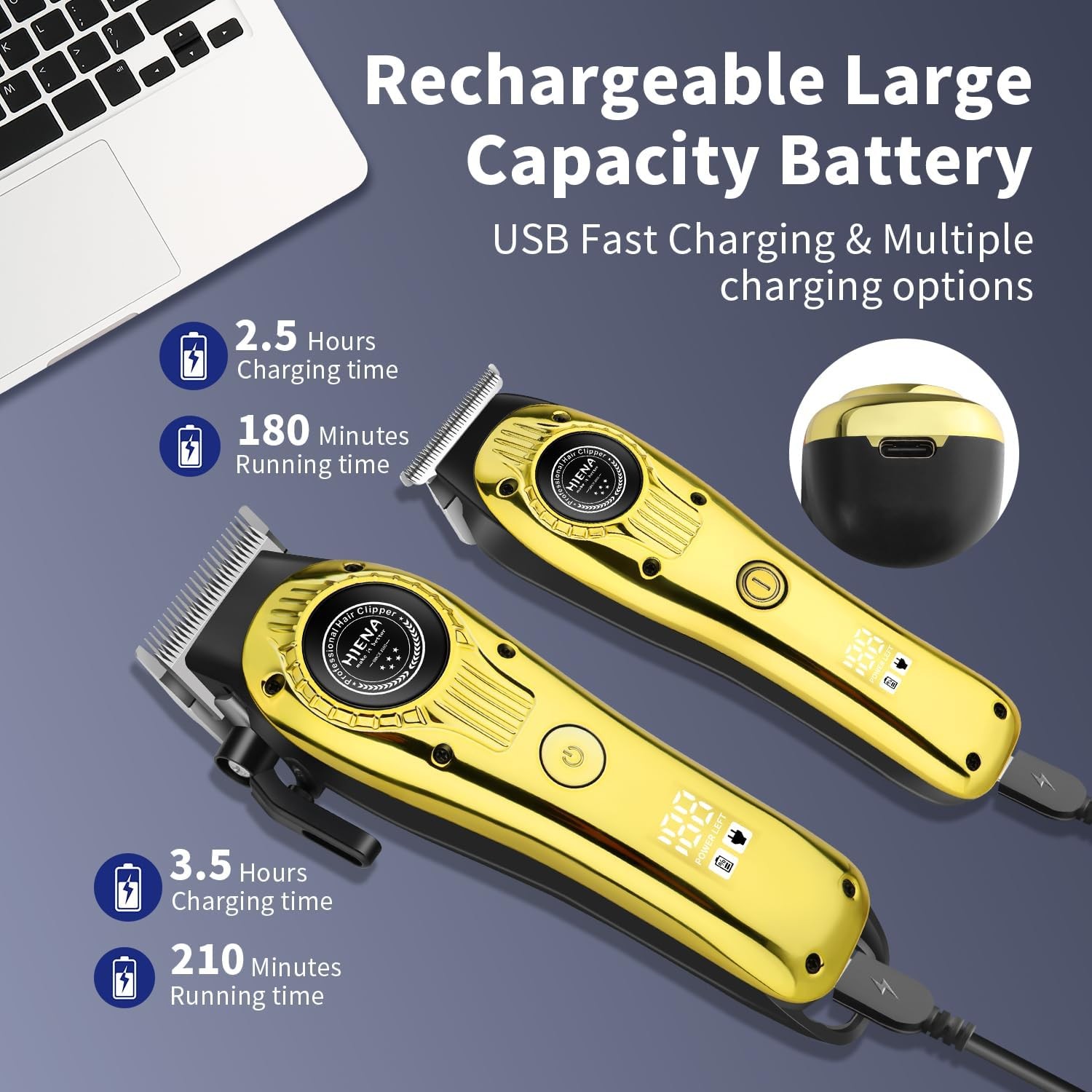 HIENA PRO Professional Hair Clippers Set for Men, Rechargeable Cordless Hair... 