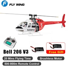 Fly Wing Bell 206 V3 6CH GPS 3D Hovering Auto Return RC Helicopter US Plug