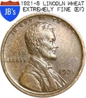 1921-S Lincoln Wheat Cent Penny 1c - EXTREMELY FINE (EF)
